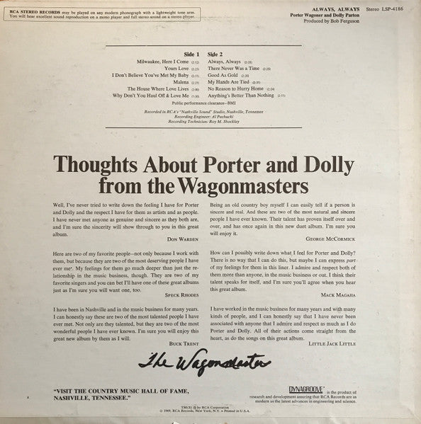 Porter Wagoner And Dolly Parton - Always, Always