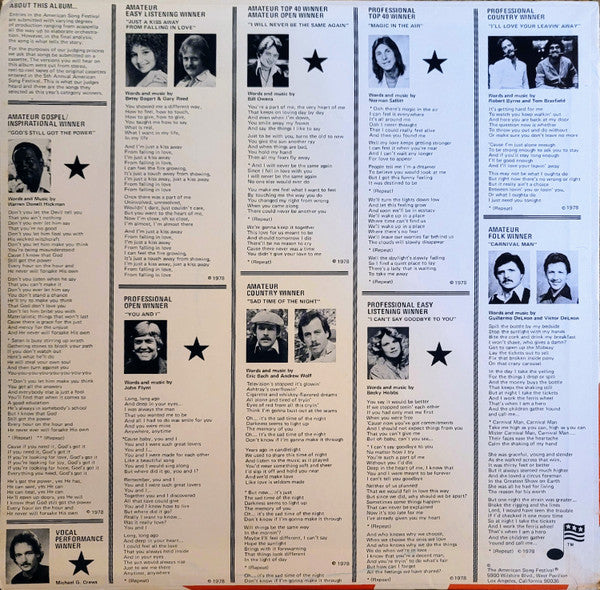Various - American. Song Festival Winners '78