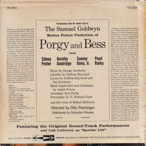 George Gershwin - The Samuel Goldwyn Motion Picture Production Of Porgy And Bess (An Original Sound Track Recording)