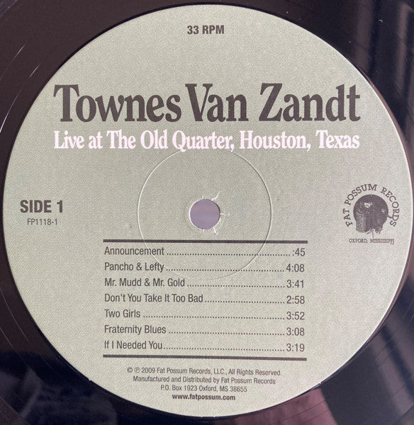 Townes Van Zandt - Live At The Old Quarter, Houston, Texas