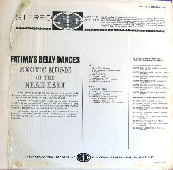Various - Fatima's Belly Dances