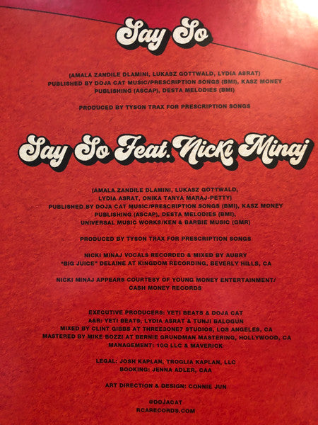 Doja Cat - Say So [COKE BOTTLE CLEAR VINYL]