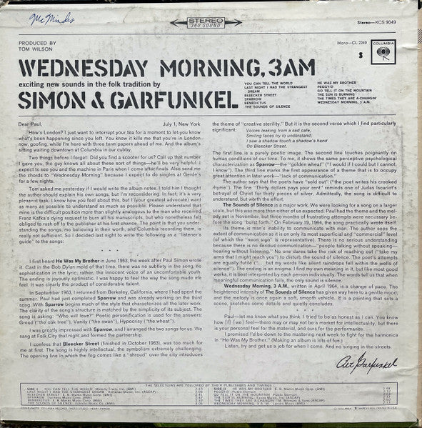 Simon & Garfunkel - Wednesday Morning, 3 A.M.