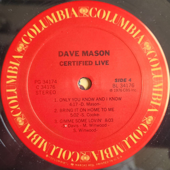 Dave Mason - Certified Live