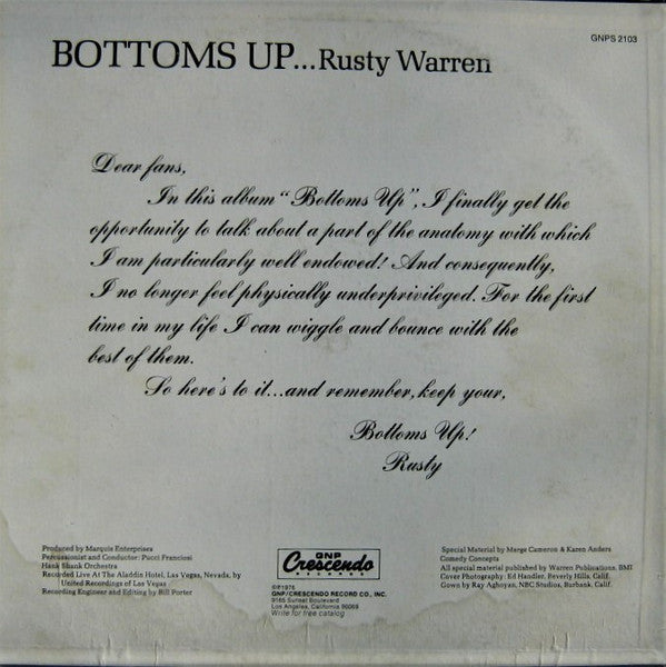 Rusty Warren - Bottoms Up