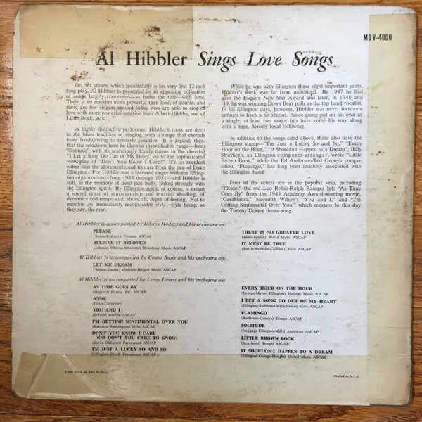 Al Hibbler - Sings Love Songs