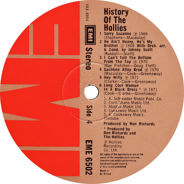 The Hollies - The History Of The Hollies - 24 Genuine Top Thirty Hits