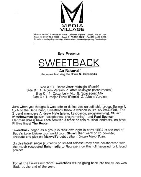 Sweetback - Au Natural