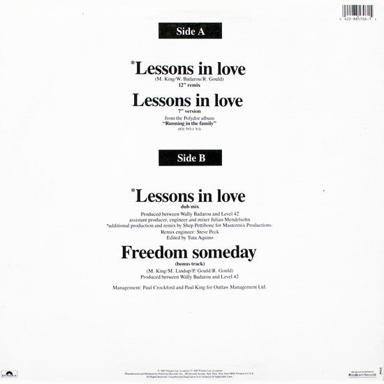 Level 42 - Lessons In Love