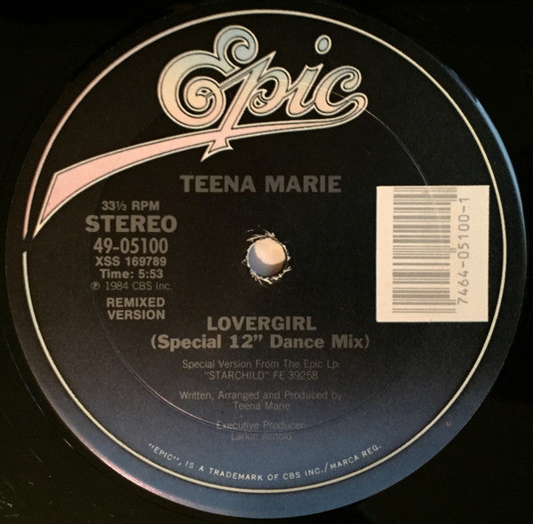 Teena Marie - Lovergirl B/W Lovergirl (Instrumental) (Special 12" Dance Mix) (Remixed Version)