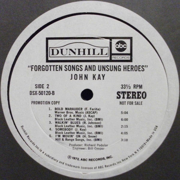 John Kay - Forgotten Songs & Unsung Heroes