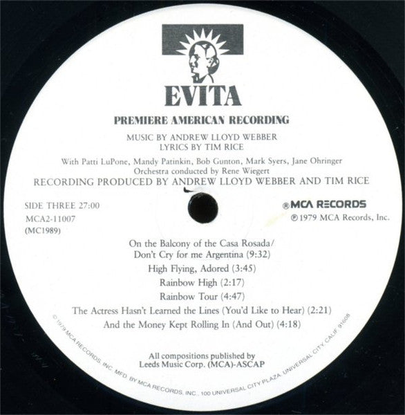 Andrew Lloyd Webber - Evita: Premiere American Recording