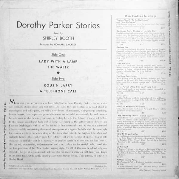Dorothy Parker Stories Read By Shirley Booth