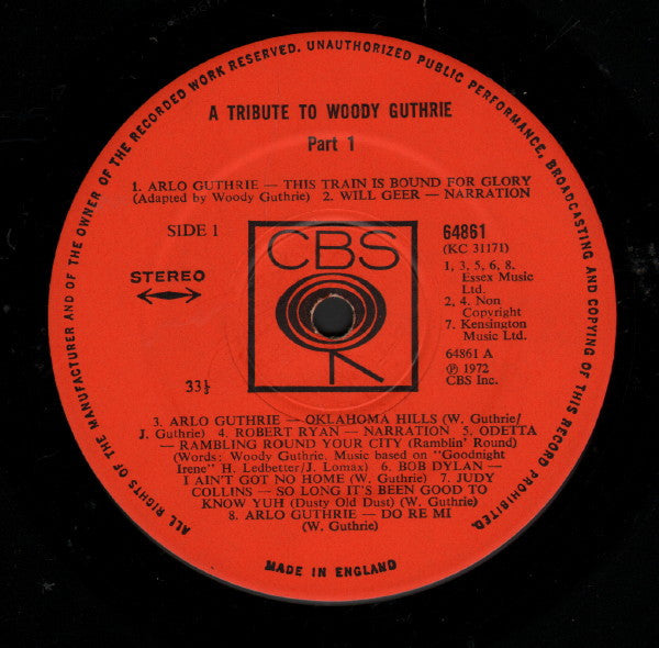 Various - A Tribute To Woody Guthrie Part One