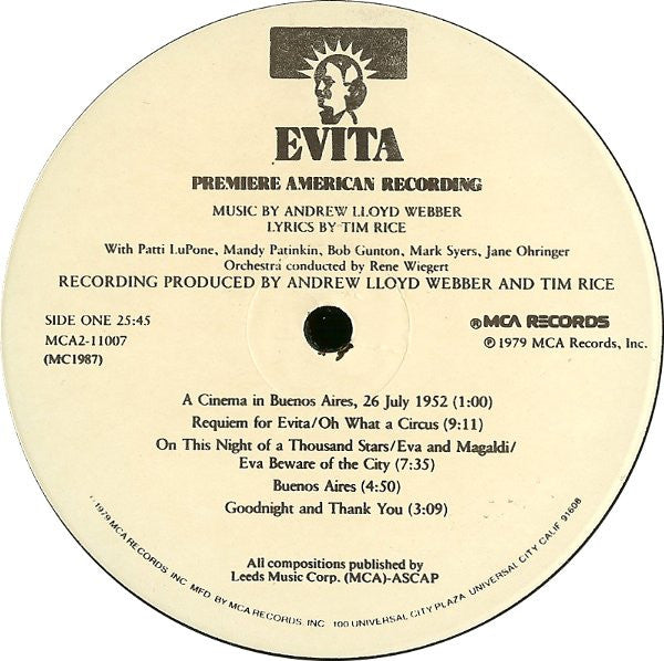 Andrew Lloyd Webber - Evita: Premiere American Recording