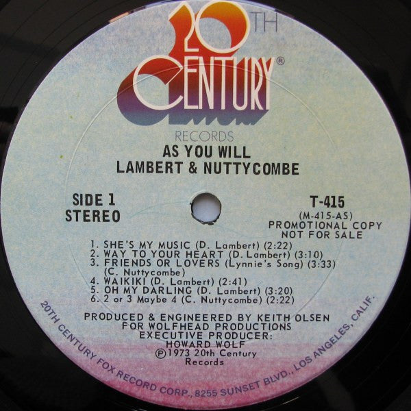 Lambert And Nuttycombe - As You Will