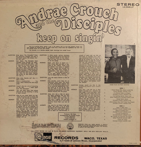 Andraé Crouch & The Disciples - Keep On Singin'