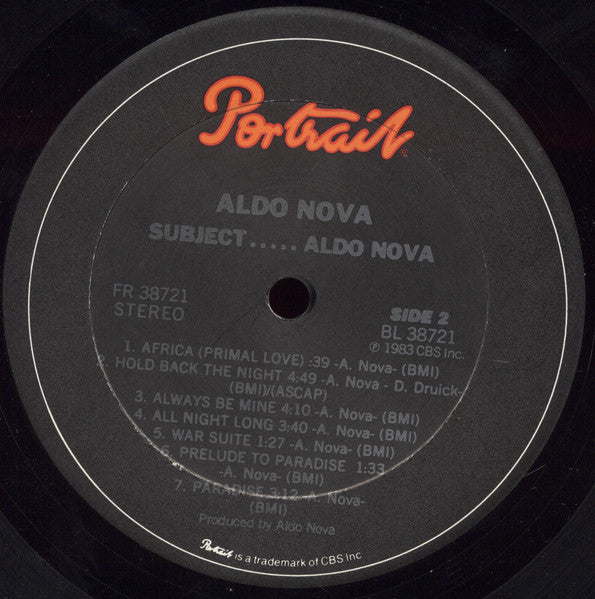 Subject.....Aldo Nova