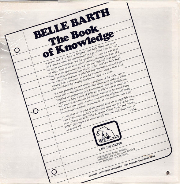 Belle Barth - The Book Of Knowledge