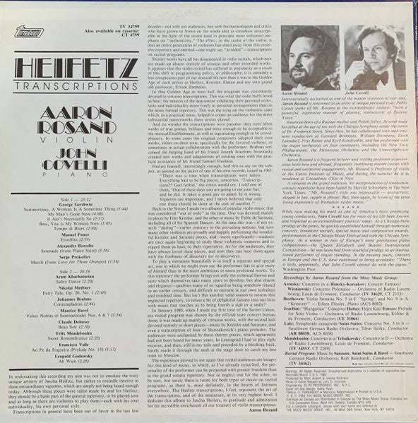 Aaron Rosand - Heifetz Transcriptions