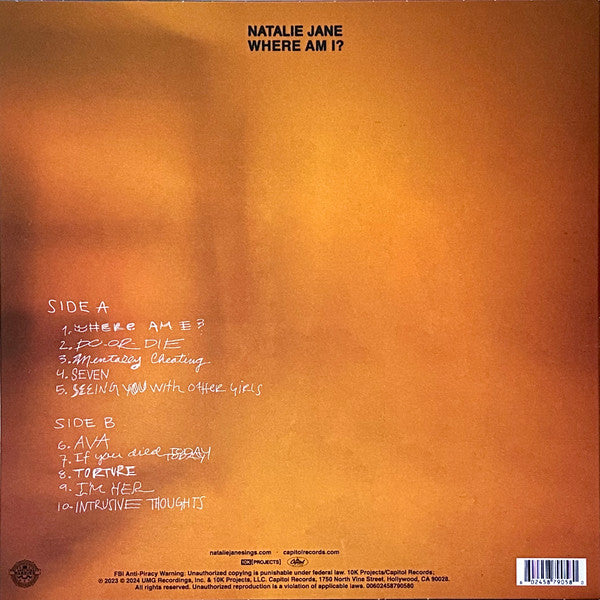 Natalie Jane - Where Am I? [WHITE VINYL]
