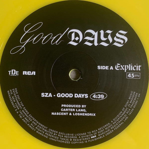 SZA (2) - Good Days (10" YELLOW VINYL)