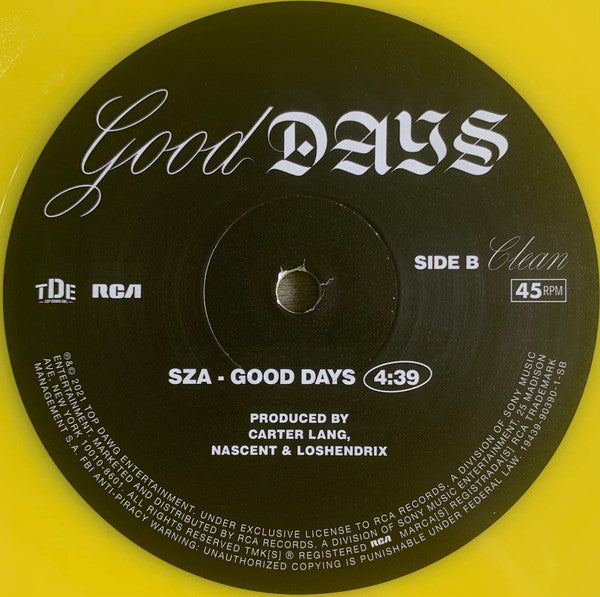 SZA (2) - Good Days (10" YELLOW VINYL)