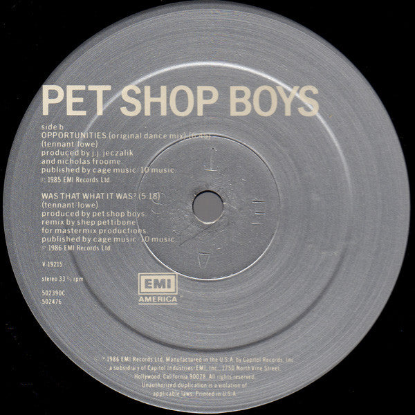 Pet Shop Boys - Opportunities (Let's Make Lots Of Money)