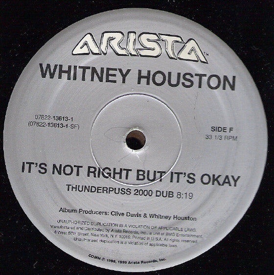 Whitney Houston - Heartbreak Hotel / It's Not Right But It's Okay (The Dance Mixes)
