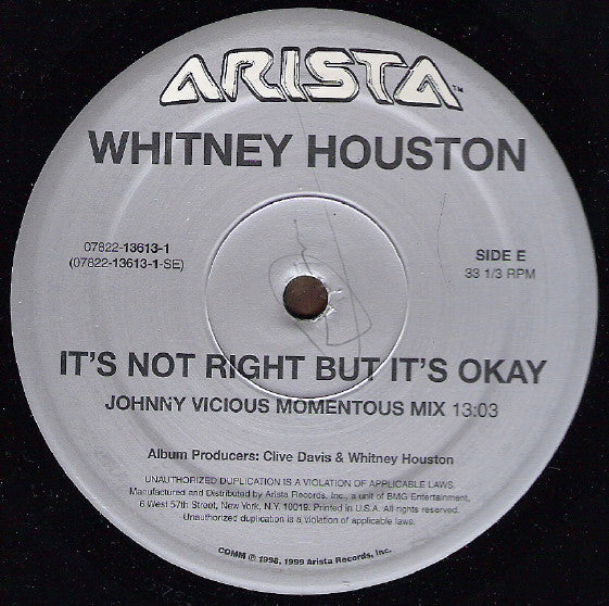 Whitney Houston - Heartbreak Hotel / It's Not Right But It's Okay (The Dance Mixes)
