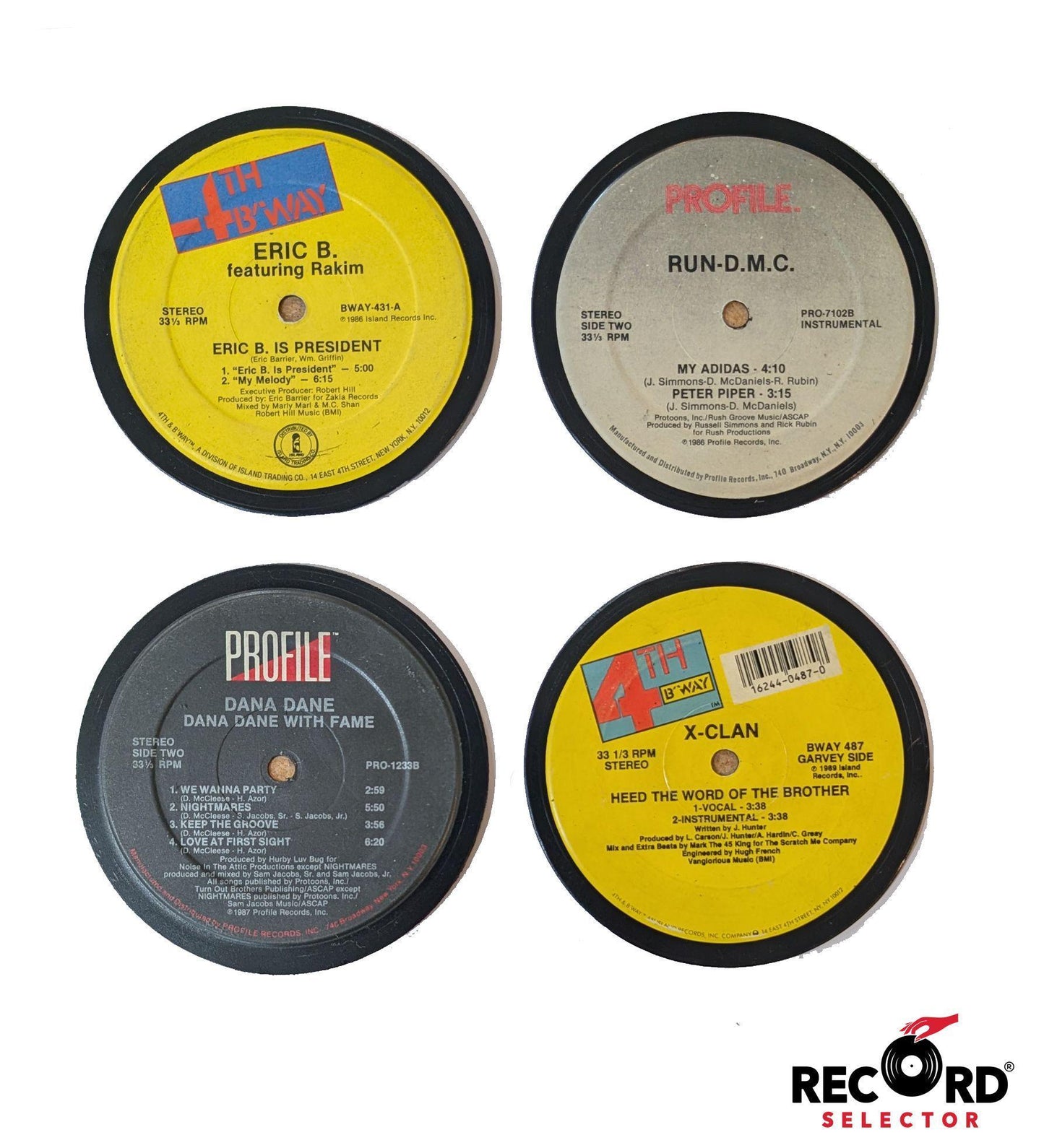 Vinyl Coaster 4-Pack: Eric B & Rakim, Run-DMC, Dana Dane, X-Clan
