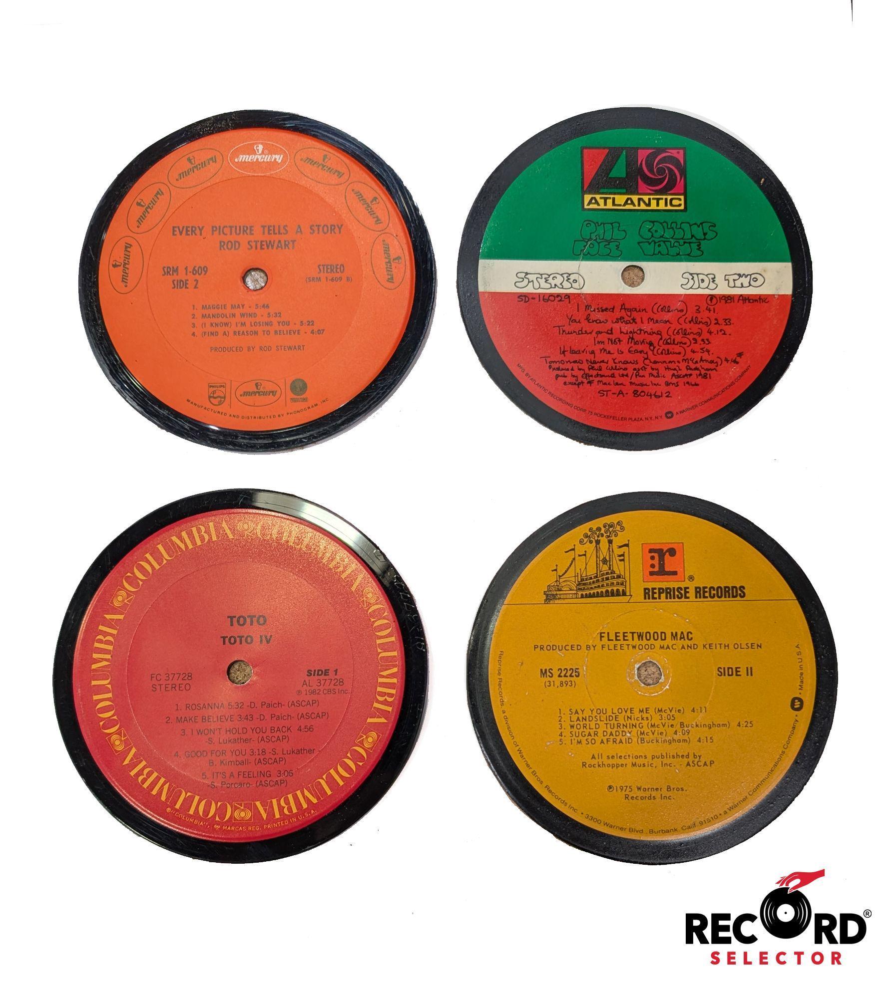 Vinyl Coaster 4-Pack: Fleetwood Mac, Toto, Phil Collins, Rod Stewart