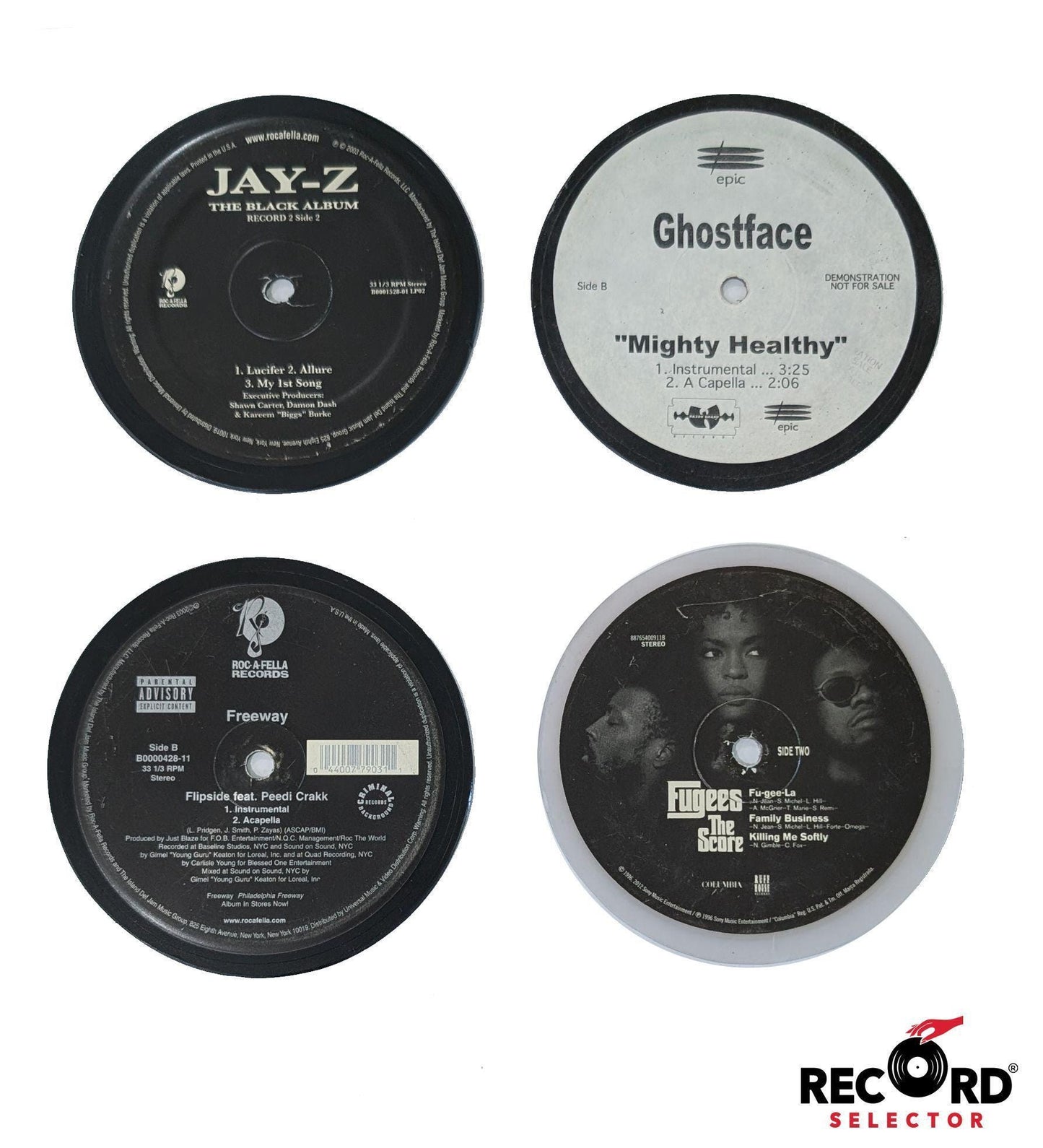 Vinyl Coaster 4-Pack: Jay-Z, Ghostface Killah, The Fugees, Freeway