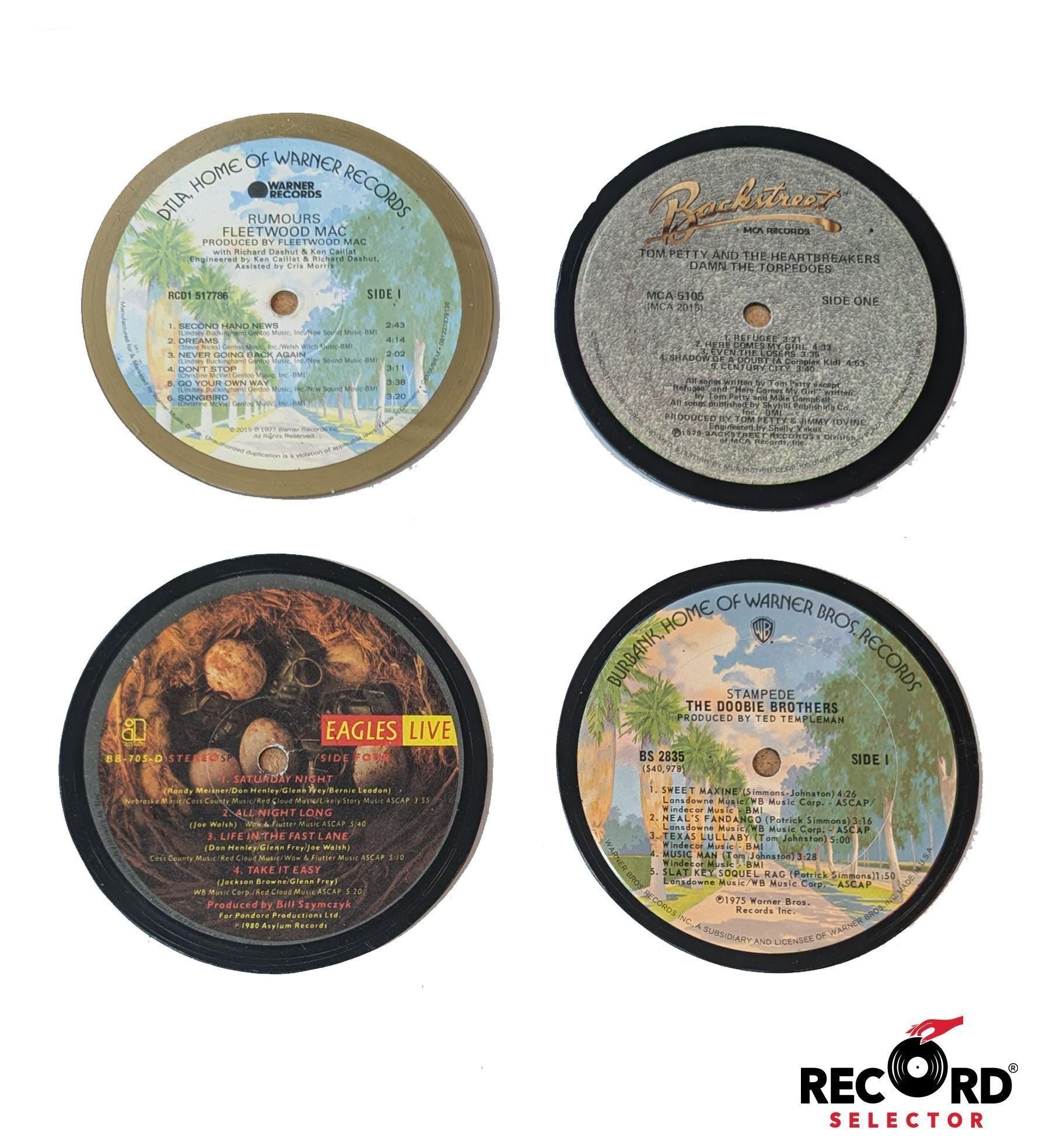 Vinyl Coaster 4-Pack: Fleetwood Mac, Eagles, Tom Petty, Doobie Brothers