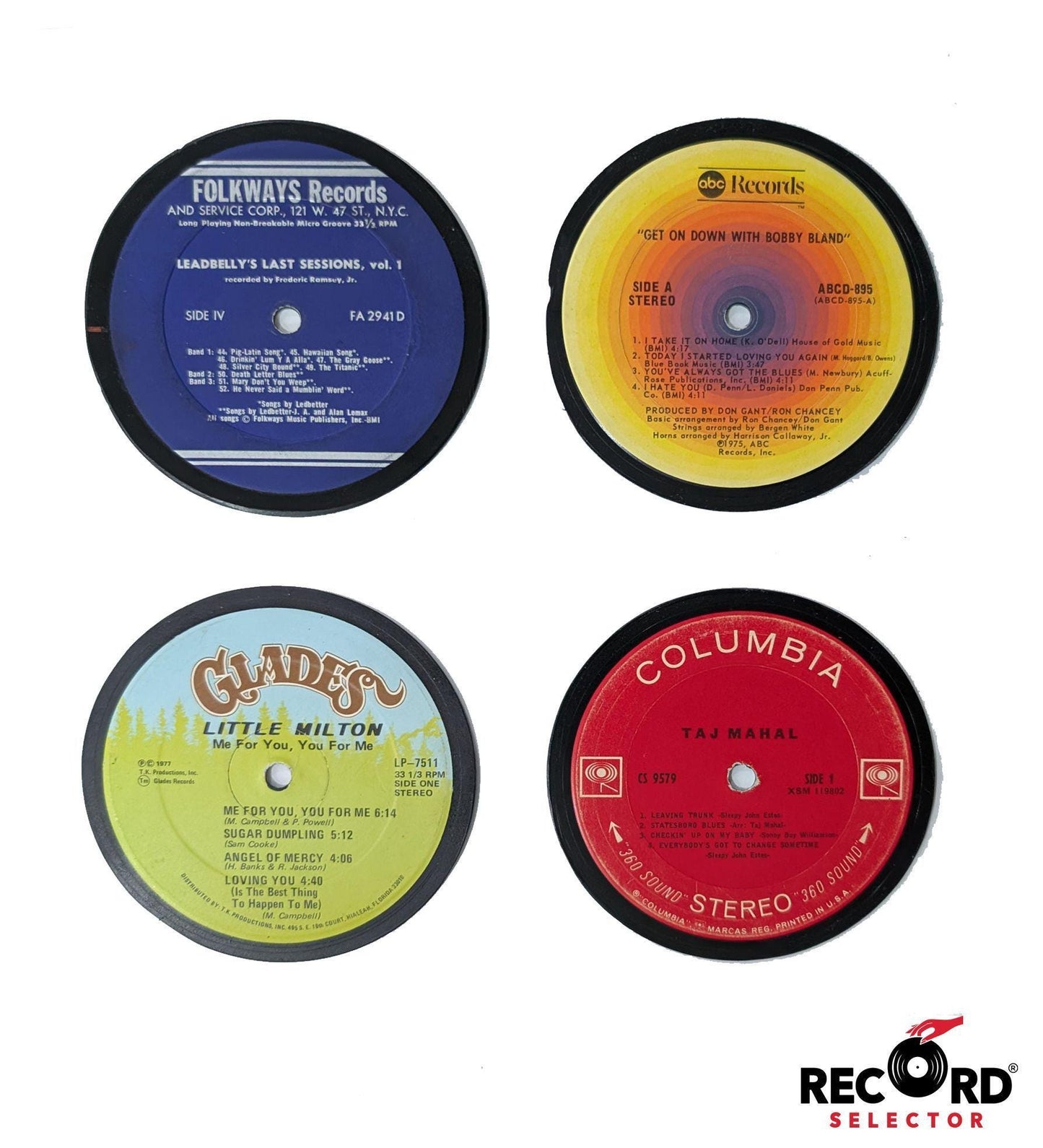 Vinyl Coaster 4-Pack: Leadbelly, Bobby Bland, Little Milton, Taj Mahal