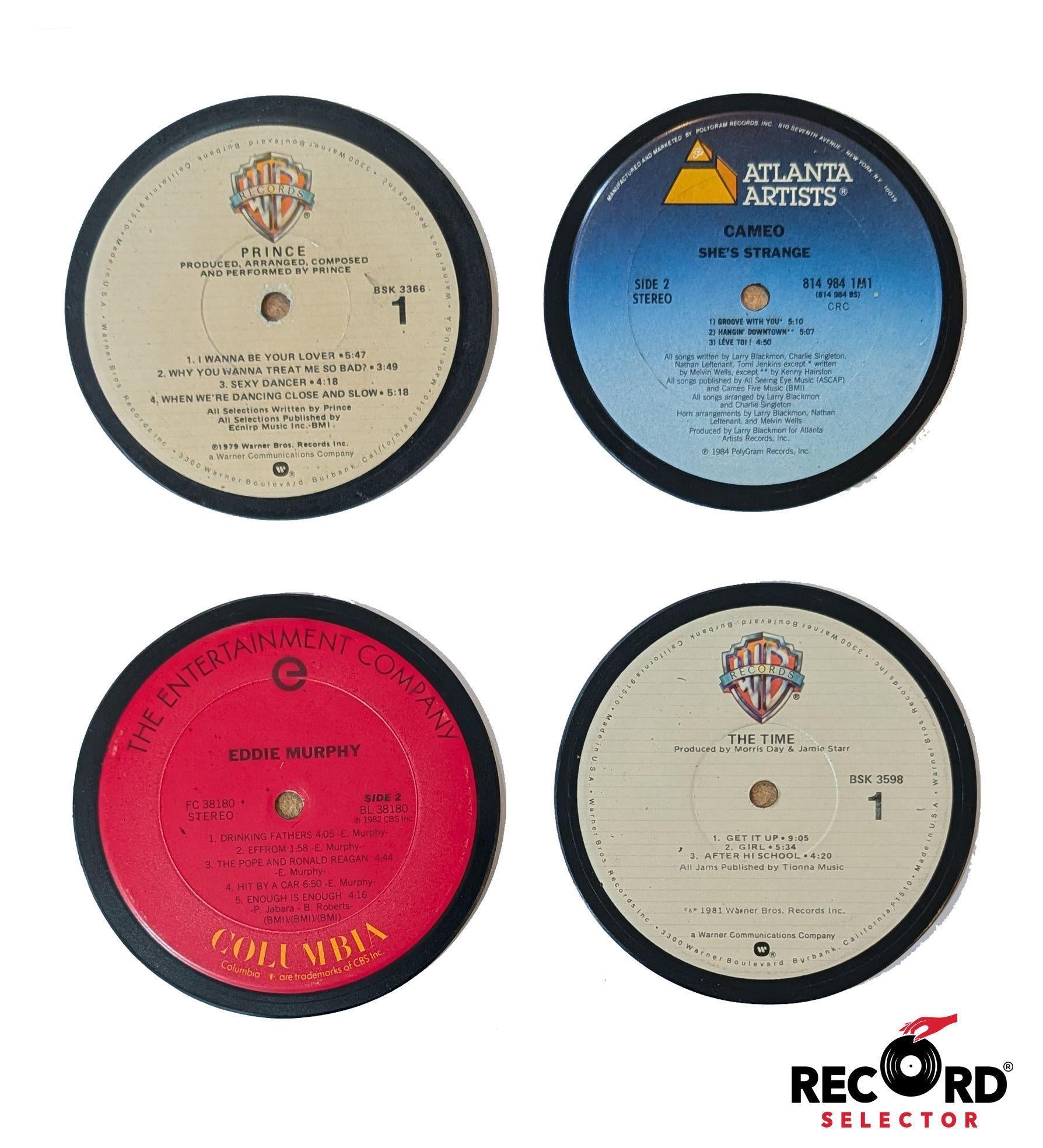 Vinyl Coaster 4-Pack: Prince, The Time, Cameo, Eddie Murphy