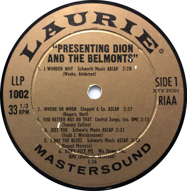 Presenting Dion And The Belmonts