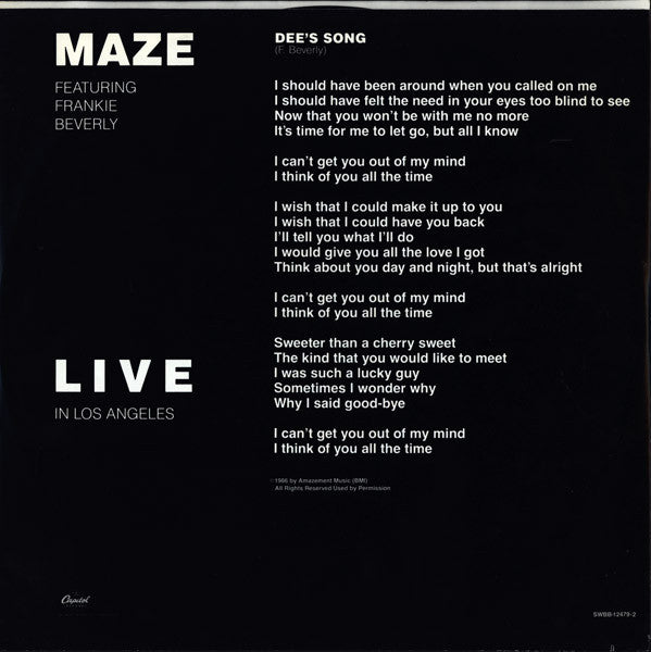 Maze Featuring Frankie Beverly - Live In Los Angeles