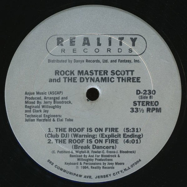 Rock Master Scott And The Dynamic Three - Request Line / The Roof Is On Fire