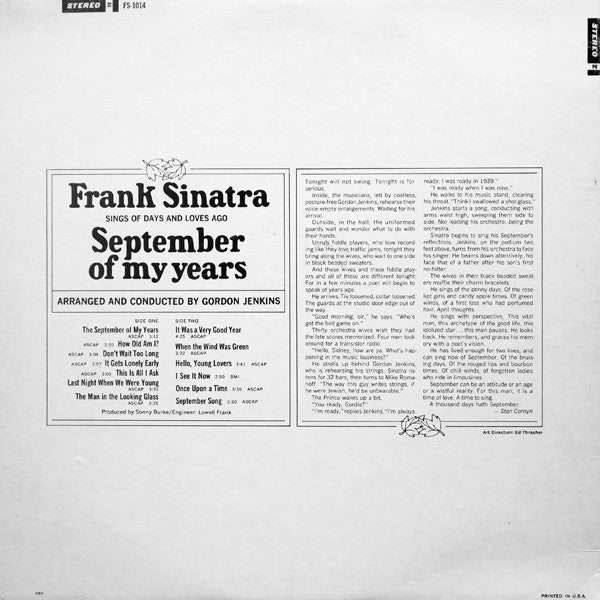 Frank Sinatra - September Of My Years