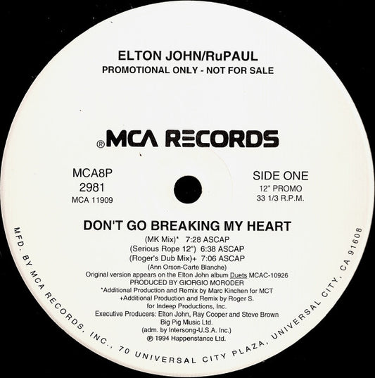 Elton John / RuPaul - Don't Go Breaking My Heart
