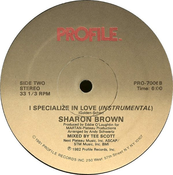 Sharon Brown - I Specialize In Love