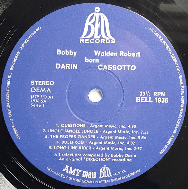 Bobby Darin born Walden Robert Cassotto