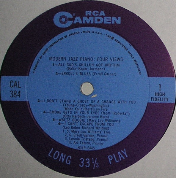 Mary Lou Williams / Art Tatum / Erroll Garner / Lennie Tristano - Modern Jazz Piano: Four Views