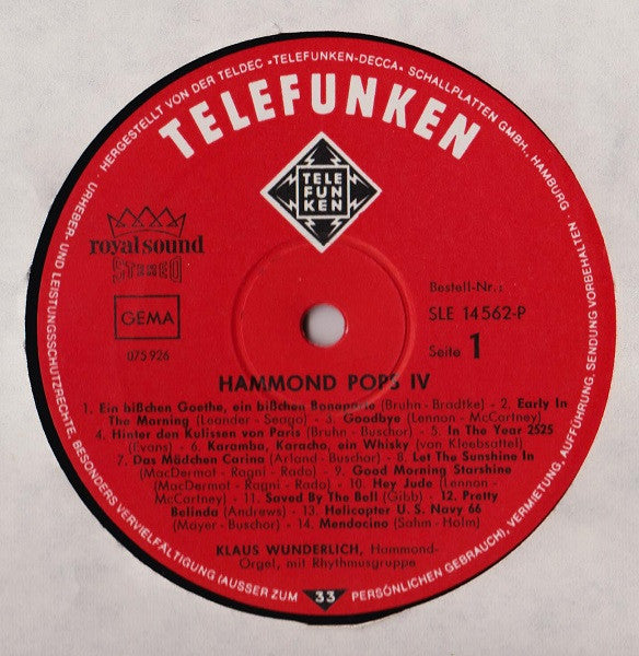 Klaus Wunderlich - Hammond Pops '4