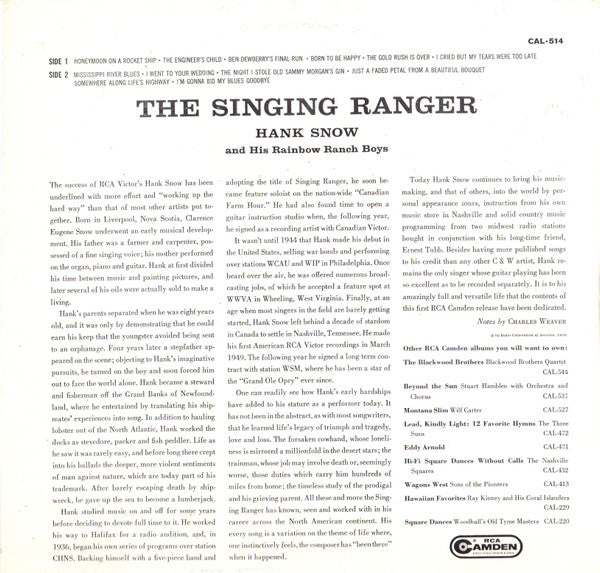 Hank Snow And His Rainbow Ranch Boys, The - The Singing Ranger