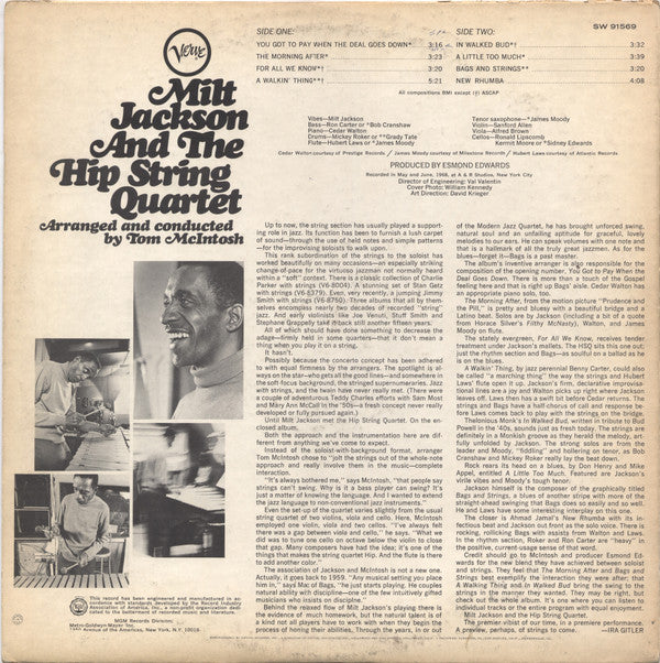 Milt Jackson And The Hip String Quartet