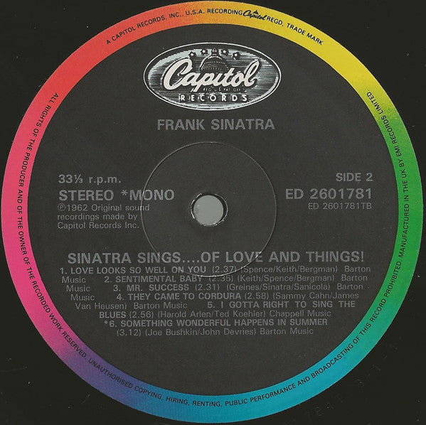 Sinatra Sings...Of Love And Things