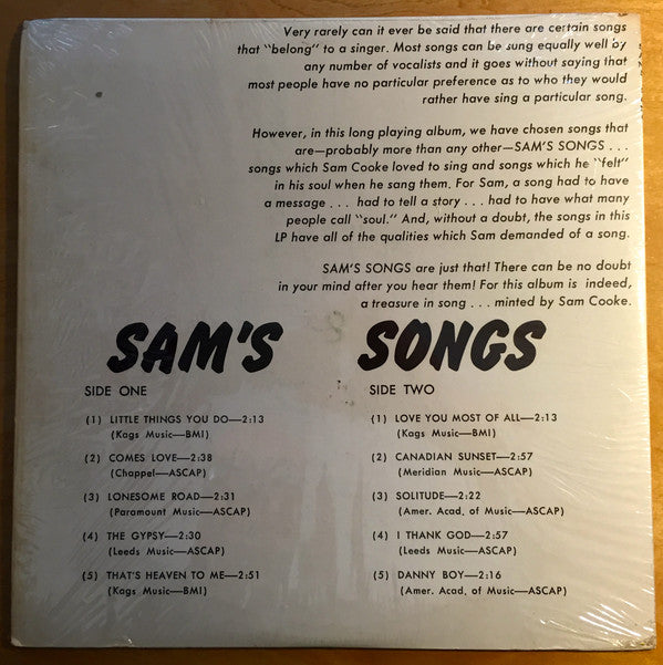 Sam's Songs by Sam Cooke – Record Selector