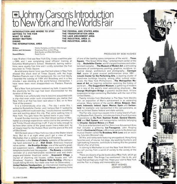 Johnny Carson's Introduction To New York And The World's Fair